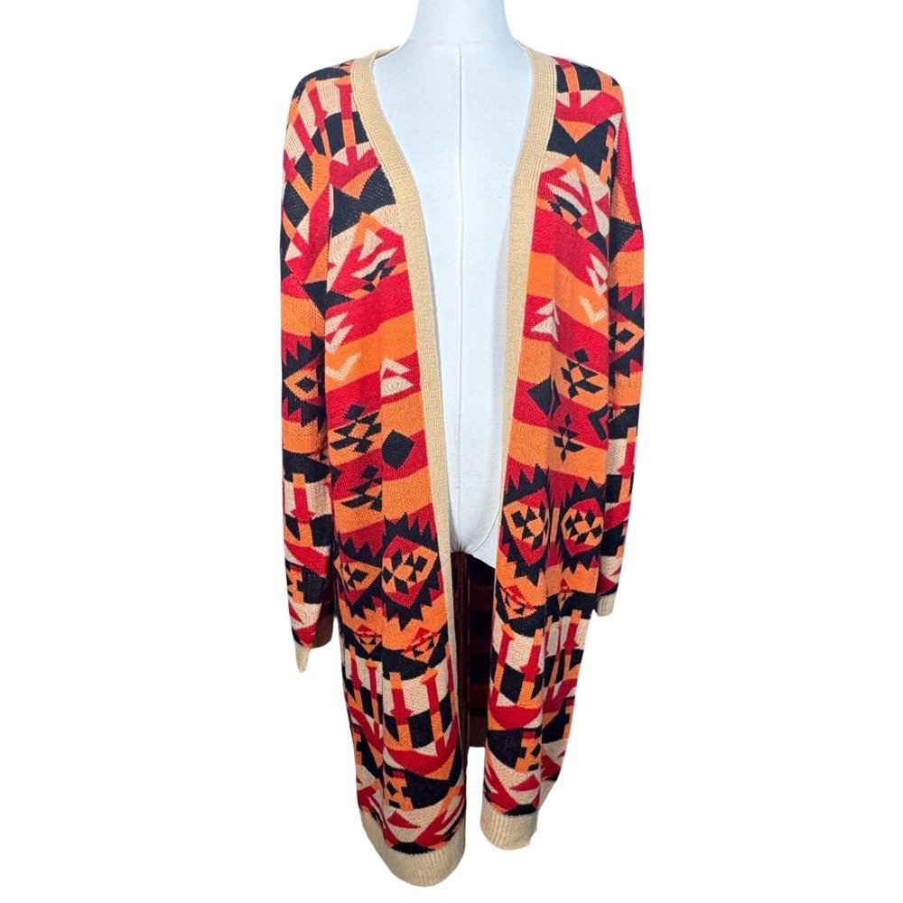 Colorful Geometric Patterned Cardigan